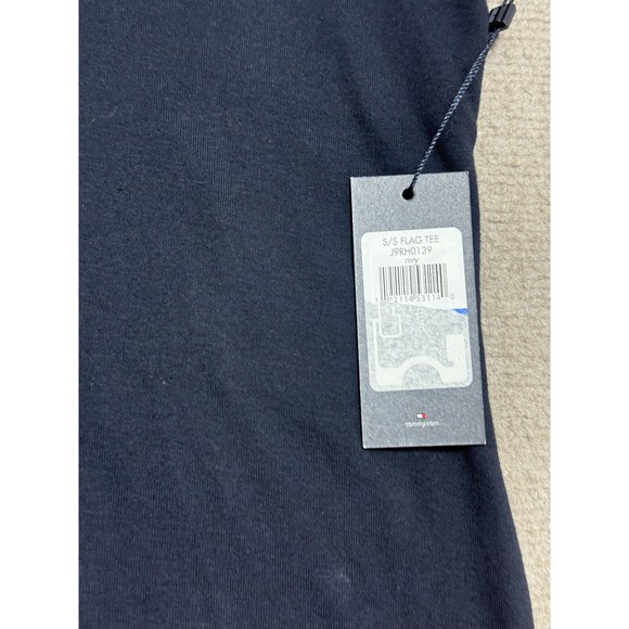 Tommy Hilfiger Shirt Womens XL Navy Blue V Neck Embroidered Flag Tee Cotton - Picture 3 of 8